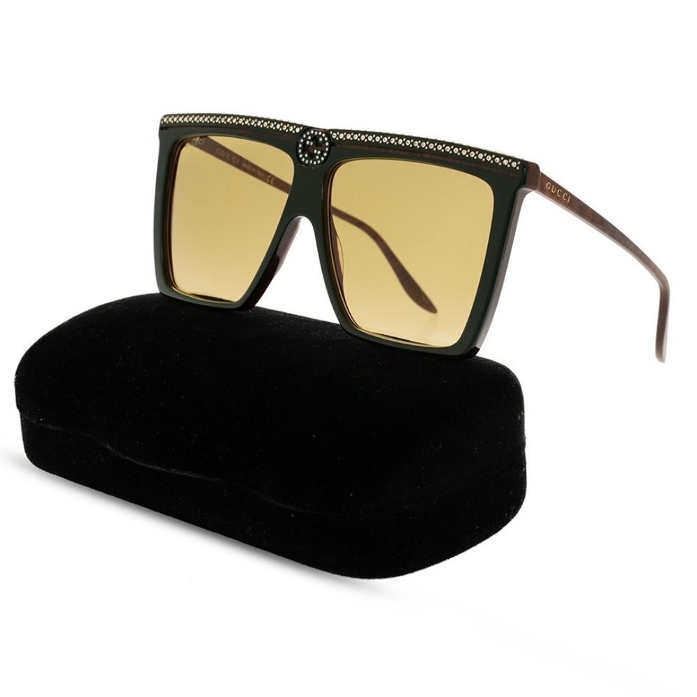 NWT GUCCI GG0733S - 005 Crystal Embellished Flat Top Sunglasses - Picture 4 of 15